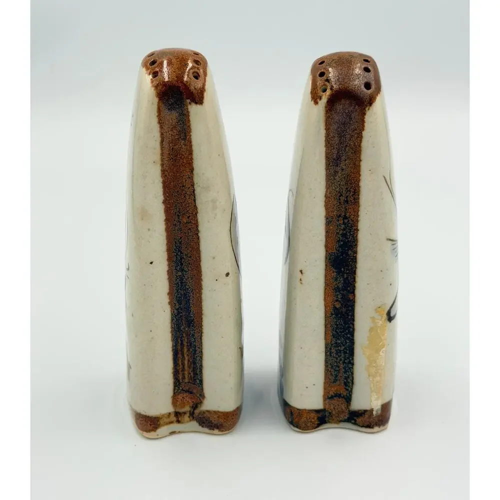 Folk-Art Ken Edwards Palomar Tonala Pottery Hand Painted Salt and Pepper Shakers